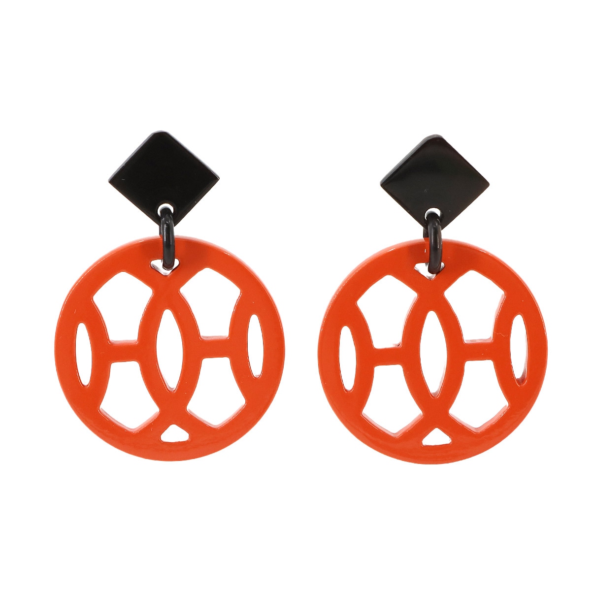HERMES アヴァ ピアス バッファローホーン オレンジ ブラック シルバー 金具 アクセサリー Ava Earrings エルメス 90269805
