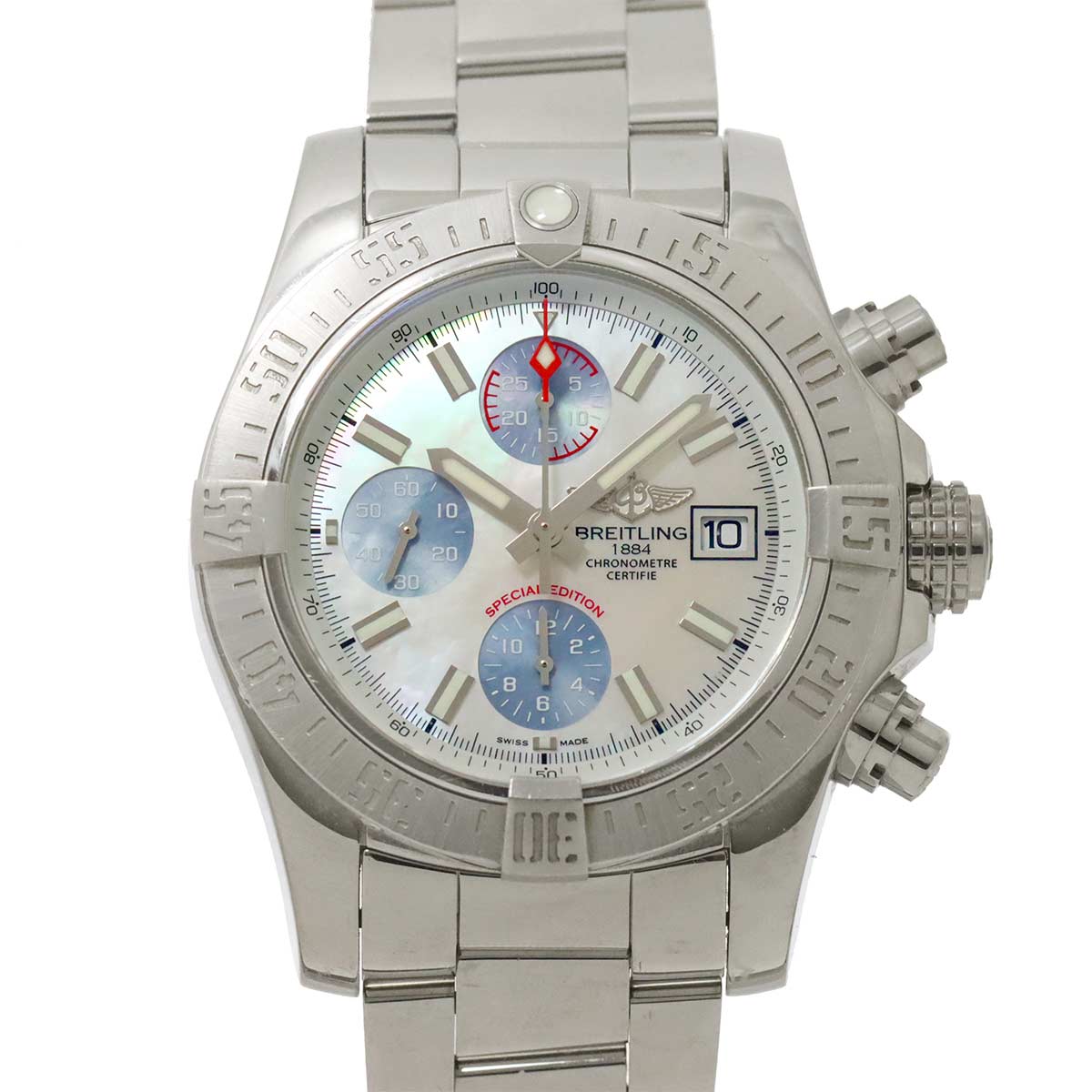BREITLING アベンジャー2 A13381 クロノグラフ メンズ 腕時計 デイト ホワイトシェル オートマ 自動巻き ウォッチ Avenger II ブライトリング 90273473