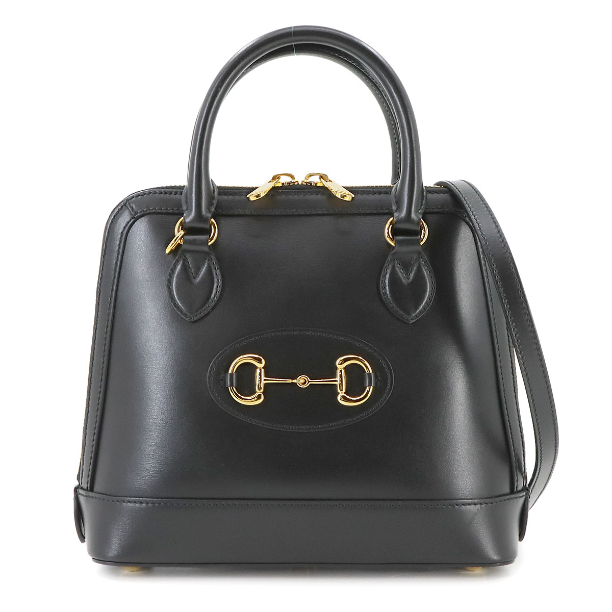 GUCCI ホースビット 1955 スモール トップハンドル 2way ハンド ショルダー バッグ レザー ブラック 621220 Horsebit 1955 Bag グッチ 90272846
