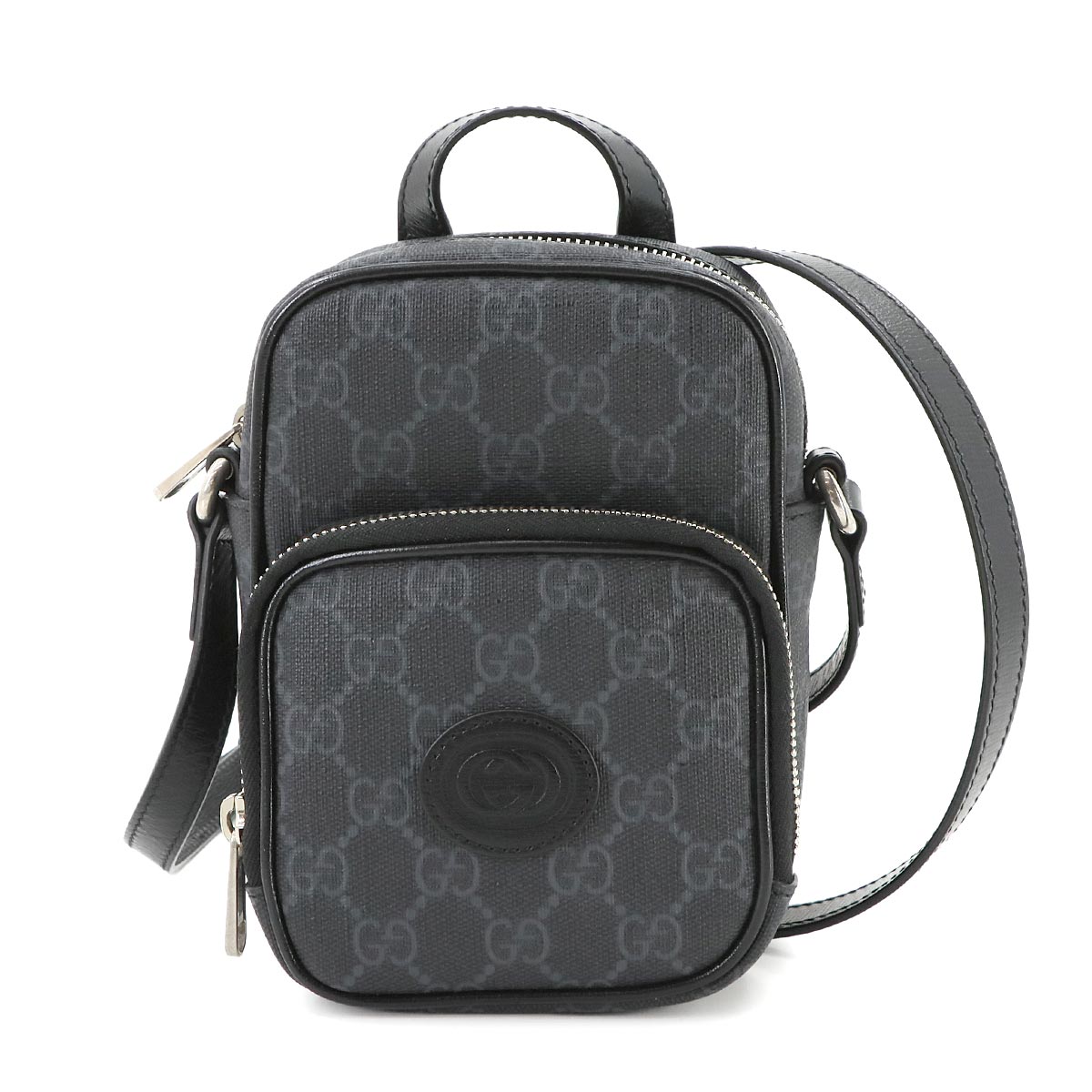 GUCCI インターロッキングG ミニ ショルダー バッグ GGスプリームキャンバス レザー ブラック グレー 672952 Interlocking G Shoulder Bag グッチ 90272723