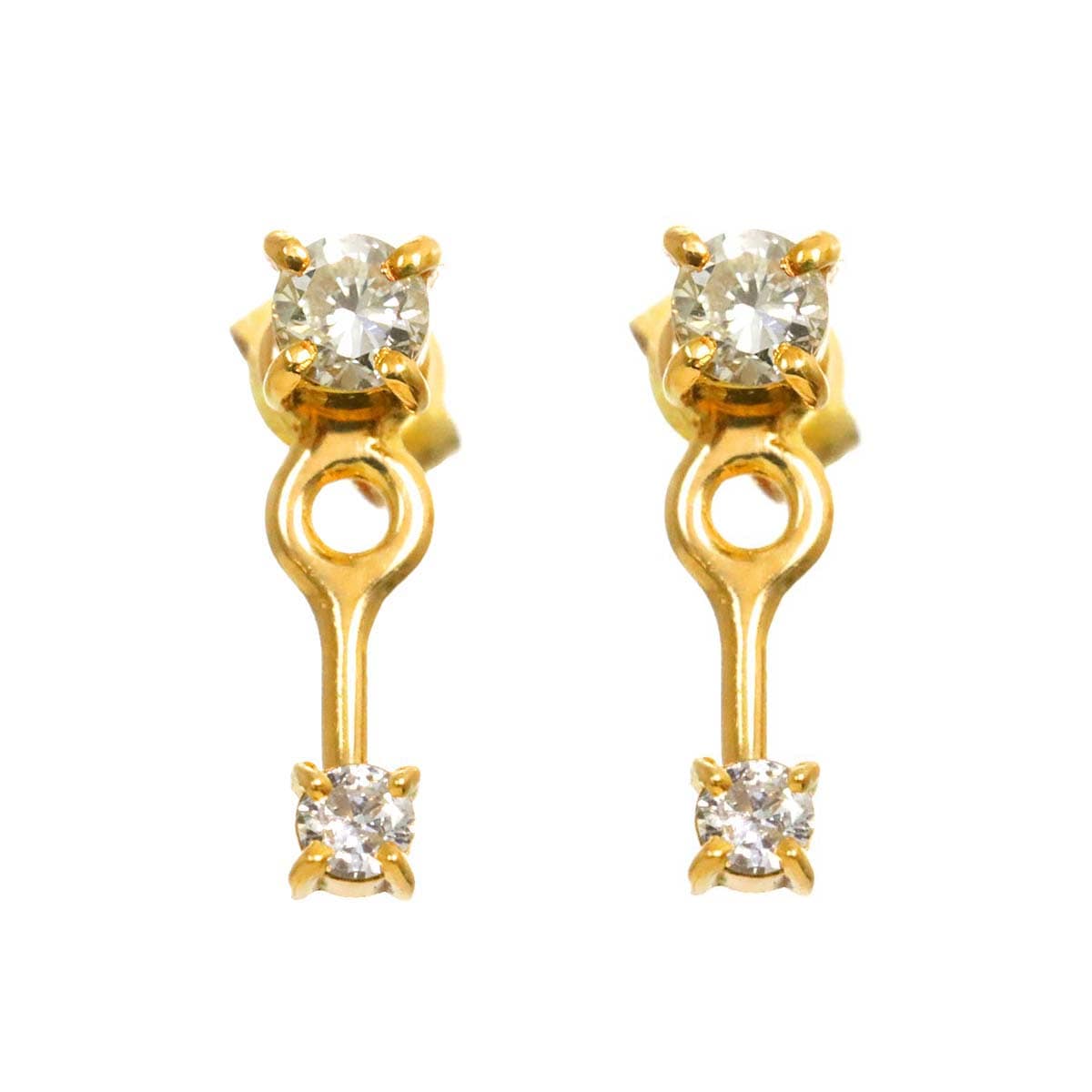 ダイヤ ピアス K18 YG イエローゴールド 750 Diamond Earrings Pierced 90273529