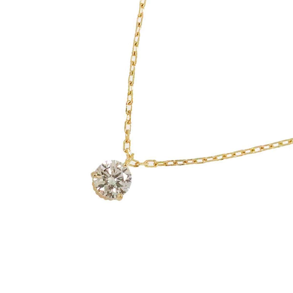 agete ダイヤ 0.10ct ネックレス 45cm K18 YG イエローゴールド 750 Diamond Necklace アガット 90273642