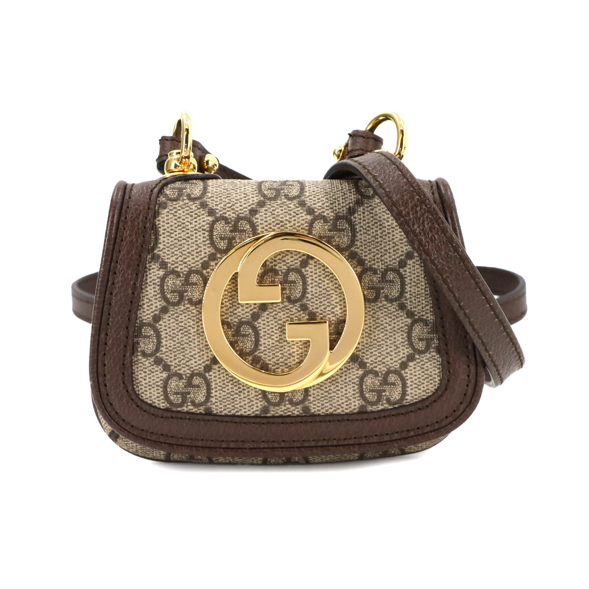GUCCI インターロッキングG ブロンディ カードケース ショルダー バッグ GGスプリームキャンバス レザー ベージュ ブラウン 698635 Interlocking G Blondie card case グッチ 90273676