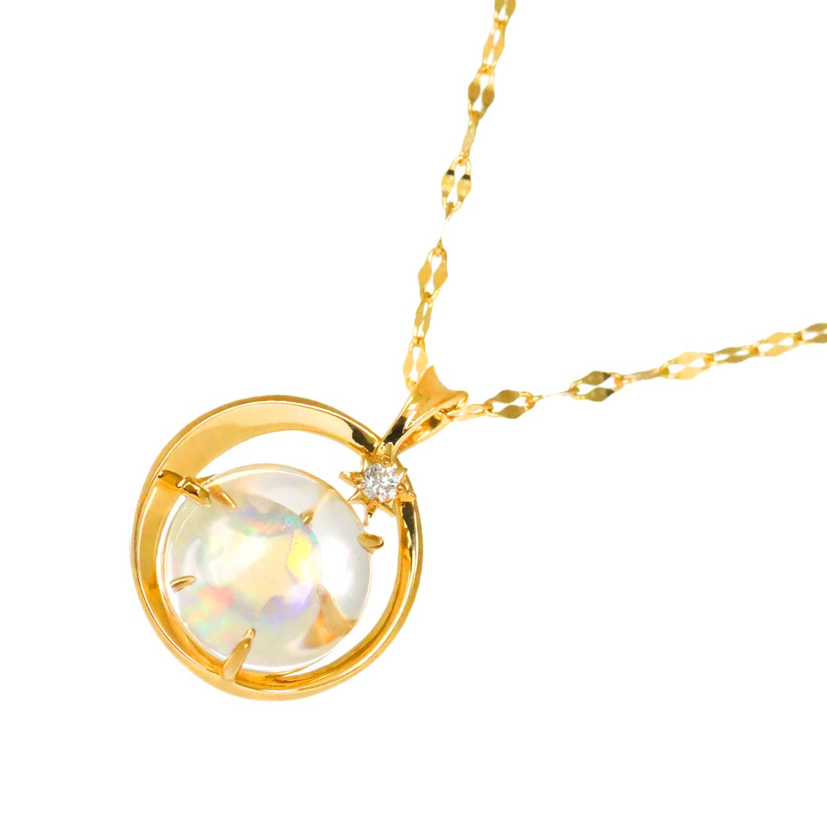 Star Jewelry WINTER PLANET オパール クォーツ  ダイヤ 0.01ct ネックレス 43cm K18 YG イエローゴールド 750 2020年 クリスマス限定 Necklace スタージュエリー 90272066