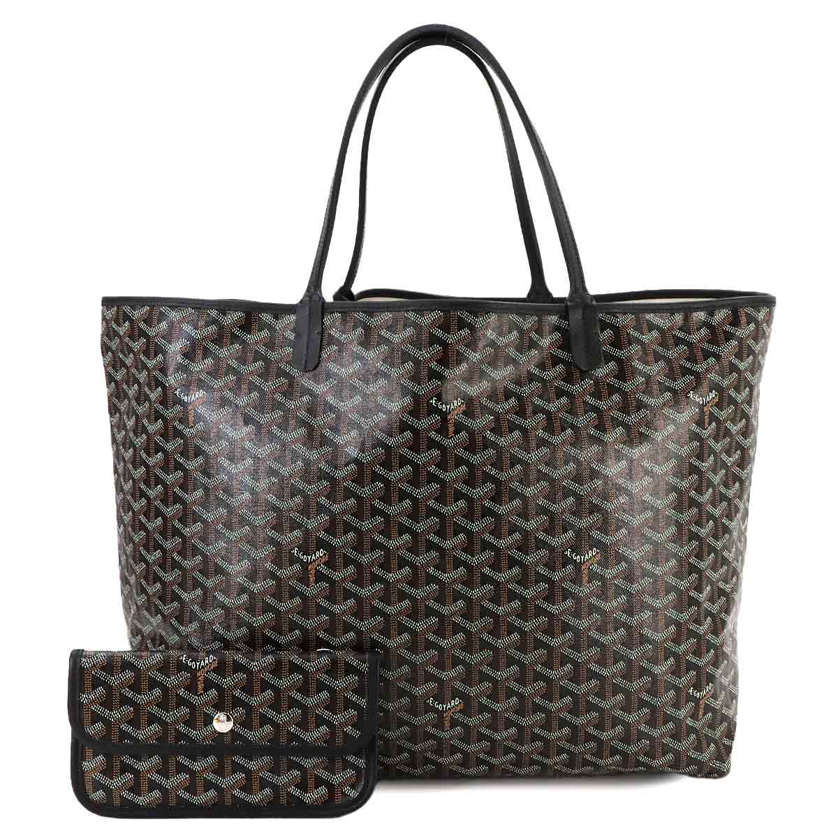 GOYARD サンルイ GM トート バッグ ヘリンボーン PVC レザー ブラック Saint Louis GM  ゴヤール 90274223