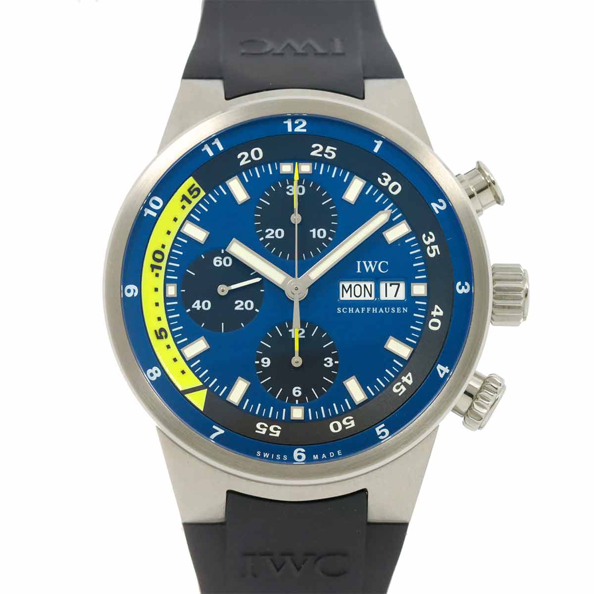 IWC アクアタイマー クロノグラフ クストーダイバー IW378203 メンズ 腕時計 デイデイト ブルー 自動巻き インターナショナル ウォッチ カンパニー 90276517