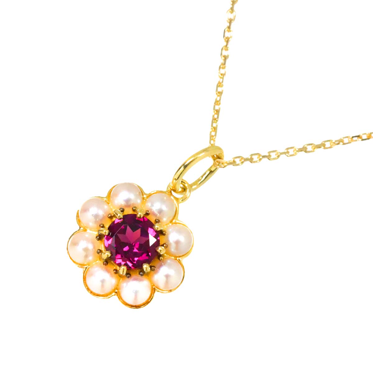 agete ベビーパール ガーネット ネックレス 45cm K10 K14 YG イエローゴールド 416 585 Necklace アガット 90275496