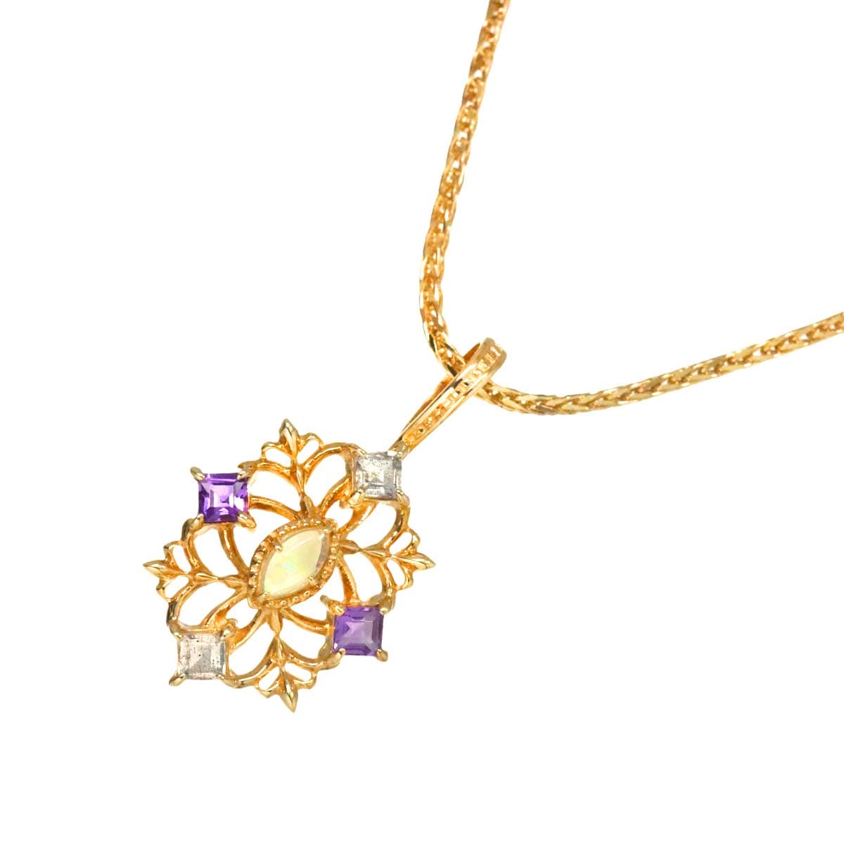agete アガット マルチストーン ネックレス 40cm K10 PG ピンクゴールド 416 Necklace アガット 90275499