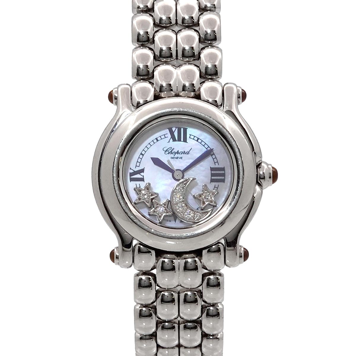 Chopard ハッピースポーツ 27/8250 30 レディース 腕時計 4P ダイヤ ムーン スター ホワイトシェル クォーツ ウォッチ Happy sports ショパール 90276735