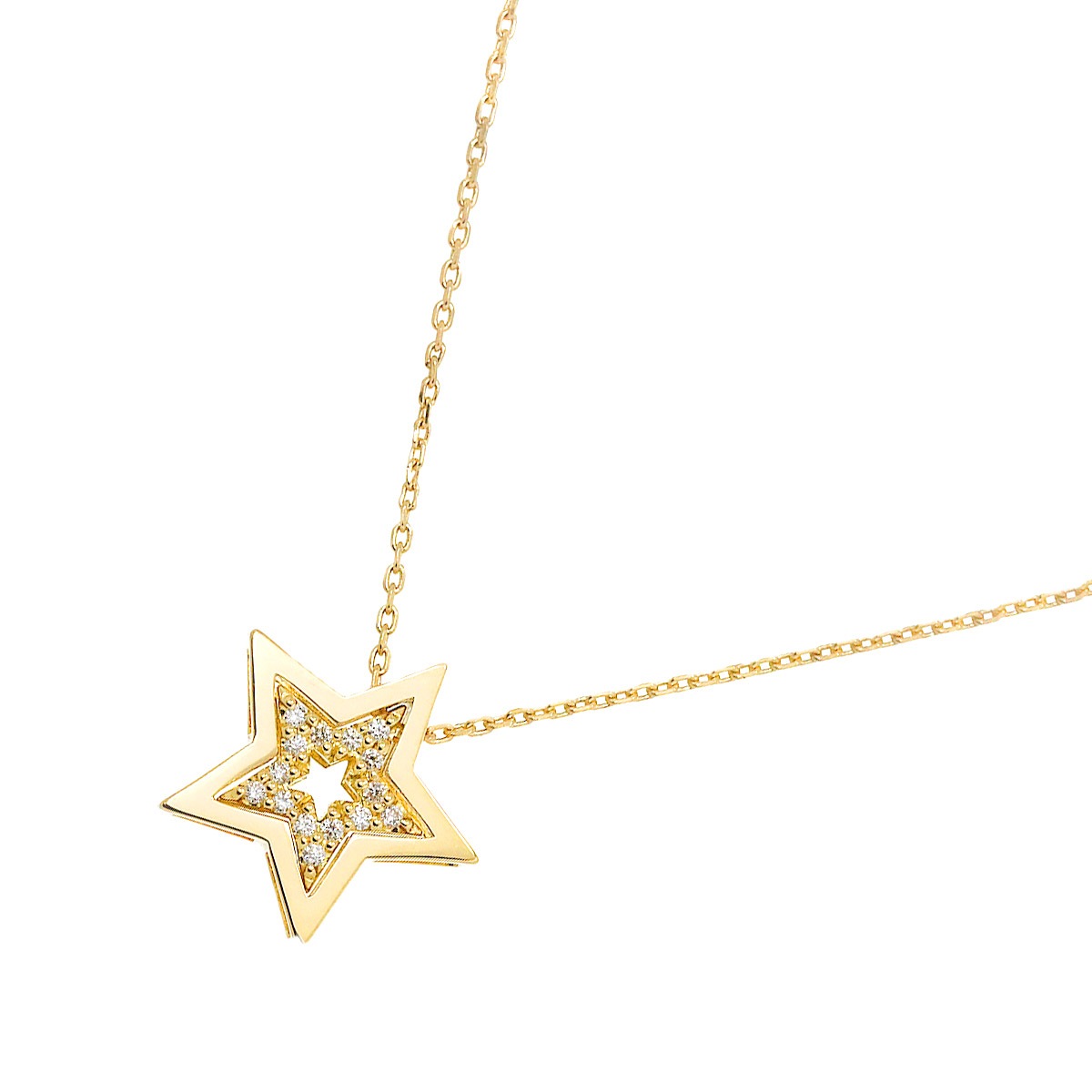 Star Jewelry スター ダイヤ 0.07ct ネックレス 40cm K18 YG イエローゴールド 750 Diamond Necklace スタージュエリー 90273652