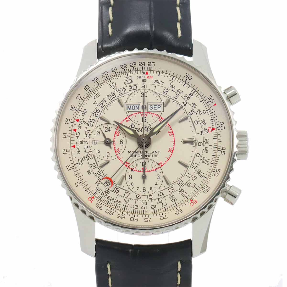 BREITLING ナビタイマー モンブリランダトラ A21330 クロノグラフ メンズ 腕時計 トリプルカレンダー シルバー 自動巻き ブライトリング 90275663