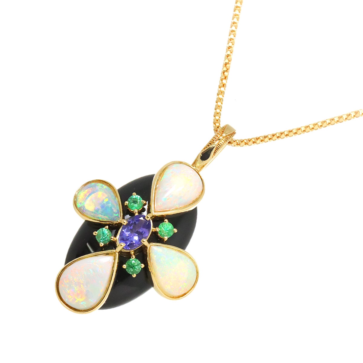 agete マルチストーン ネックレス 55cm K14 K18 YG イエローゴールド 585 750 Multi Stone Necklace アガット 90275426
