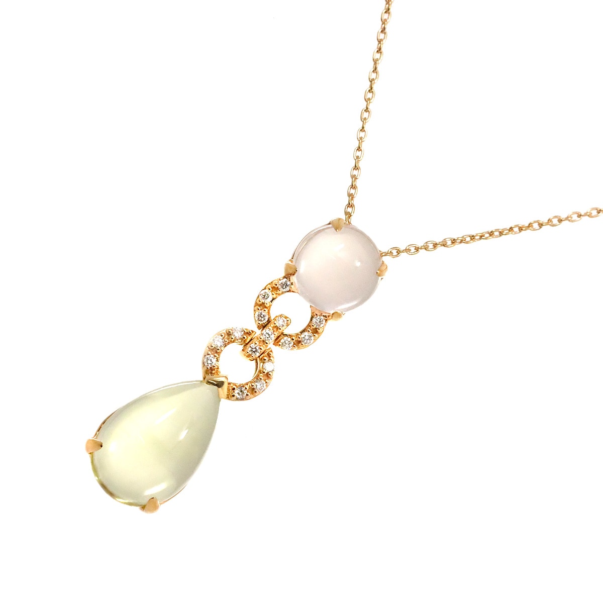 Ponte Vecchio クォーツ ダイヤ 0.09ct ネックレス 40cm K18 PG ピンクゴールド 750 Necklace ポンテヴェキオ 90276077