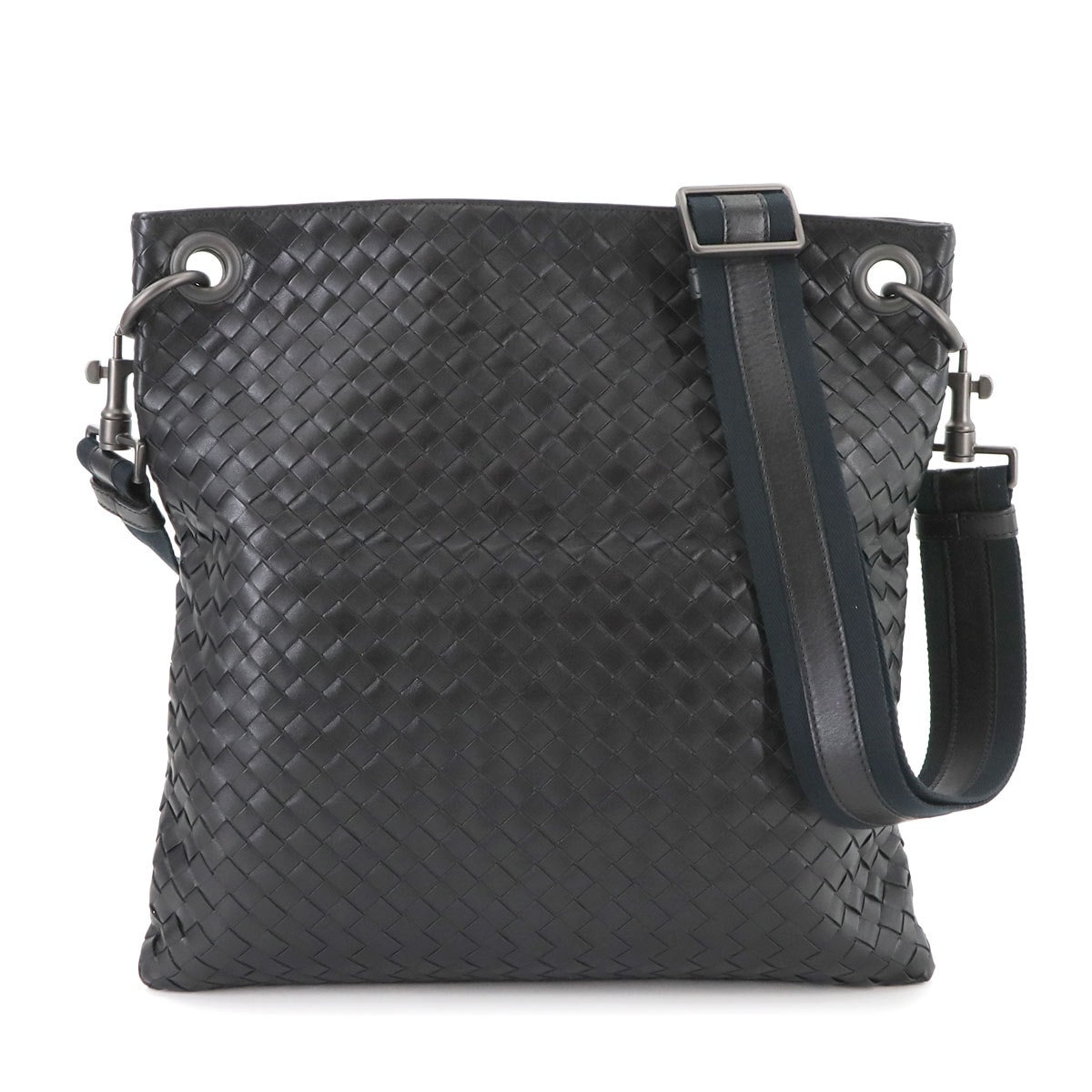 BOTTEGA VENETA イントレチャート ショルダー バッグ レザー ブラック 161623 ガンメタ 金具 Intrecciato Bag ボッテガ ヴェネタ 90276980