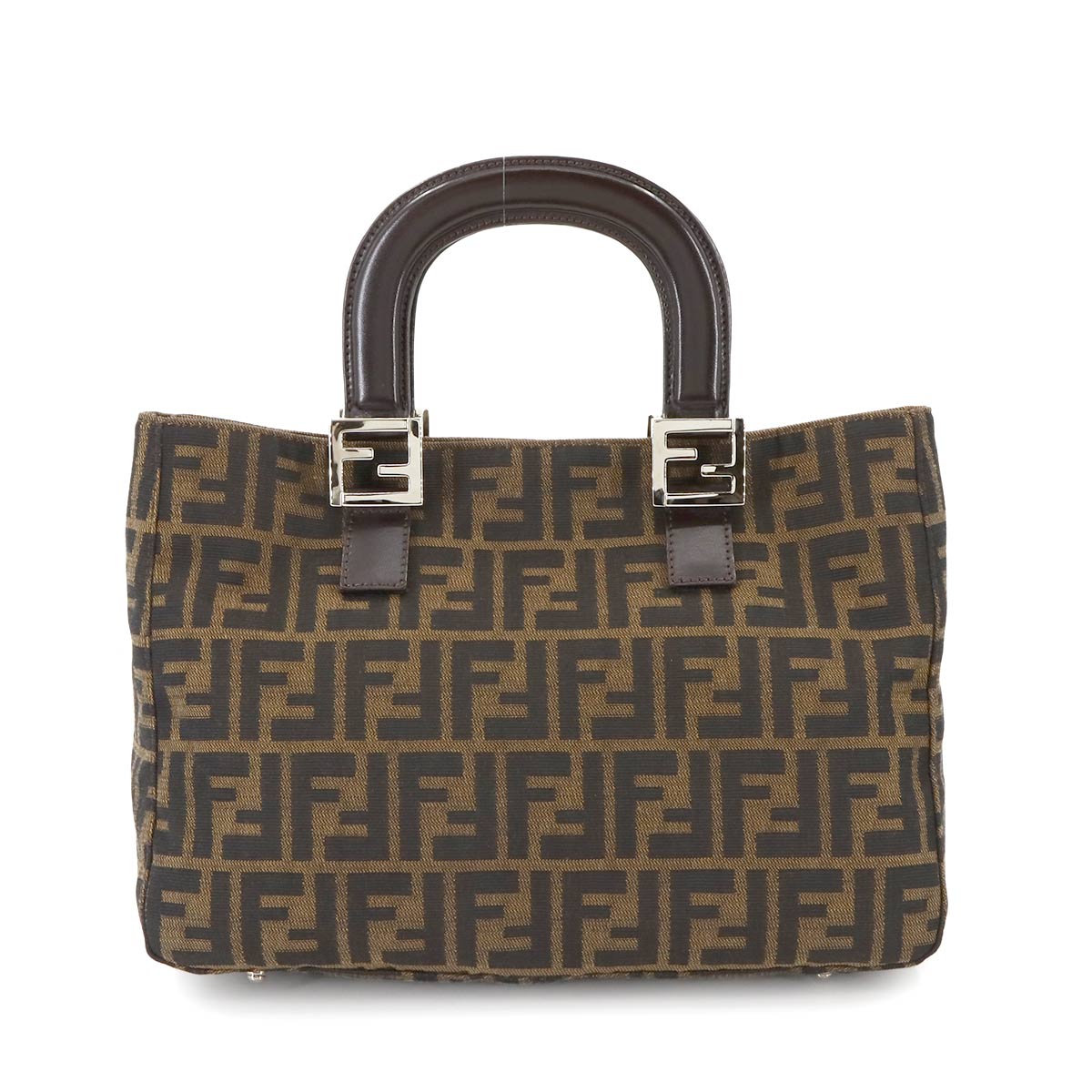 FENDI ズッカ ハンド バッグ キャンバス レザー ブラウン ヴィンテージ シルバー 金具 Zucca Hand Bag フェンディ 90278585