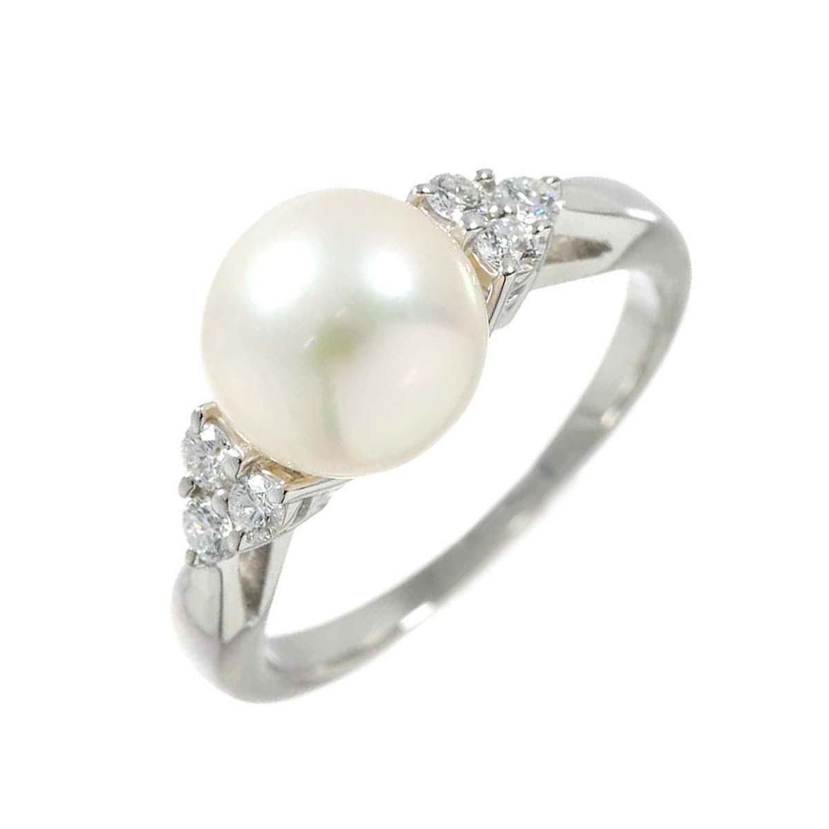 MIKIMOTO 9号 リング アコヤ真珠 8.7mm ダイヤ Pt プラチナ パール 指輪 Akoya Pearl Ring ミキモト 90275745