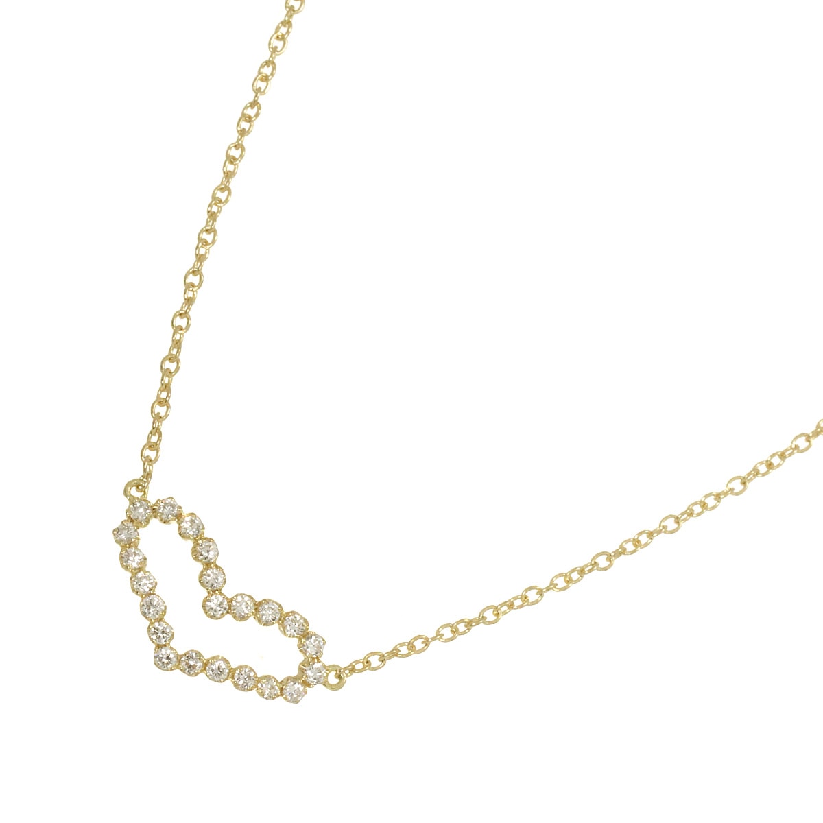 AHKAH ビリーブハート ダイヤ 0.13ct ネックレス 41cm K18 YG イエローゴールド 750 Diamond Necklace アーカー 90276424