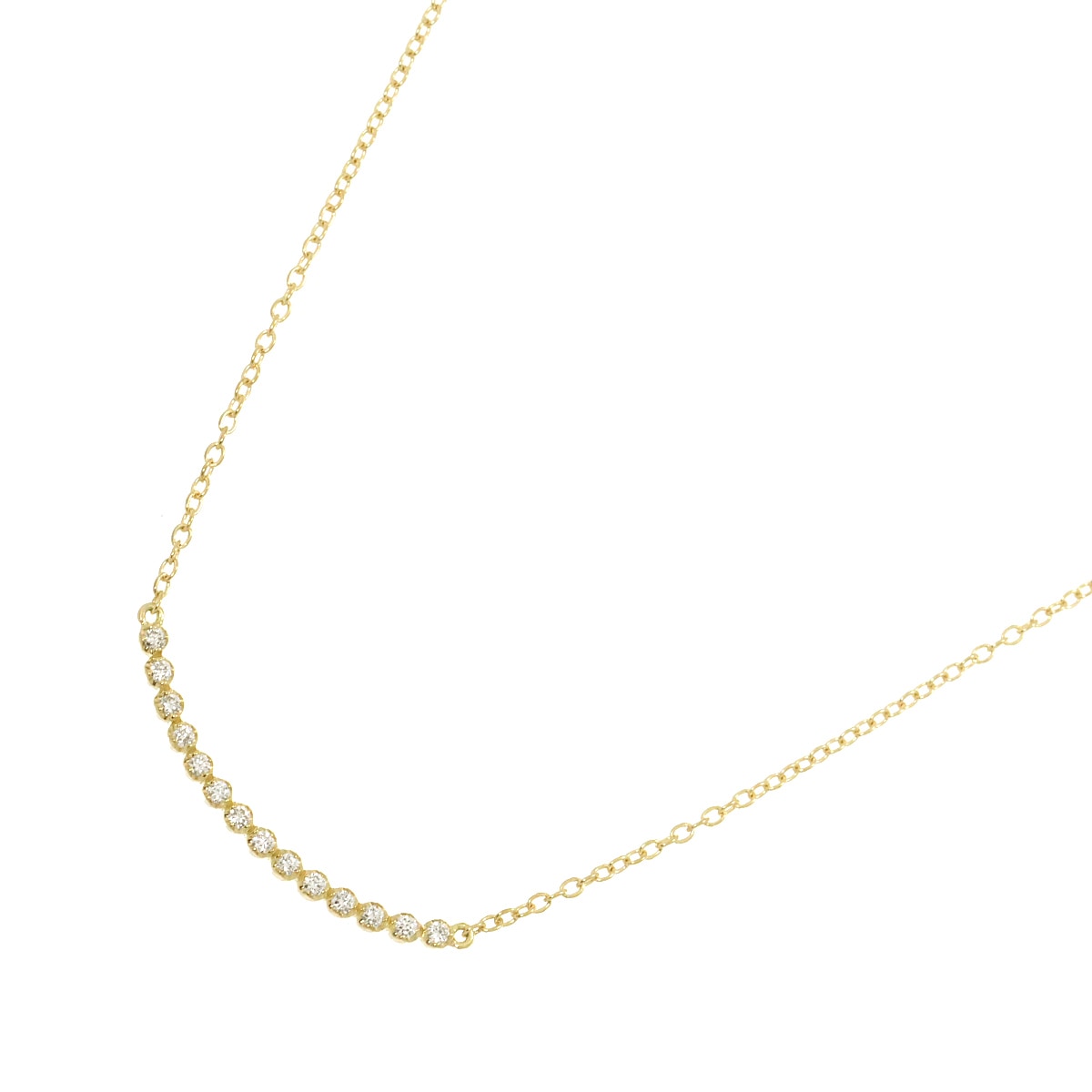 AHKAH ビリーブユー ダイヤ 0.10ct ネックレス 48cm K18 YG イエローゴールド 750 Diamond Necklace アーカー 90276428