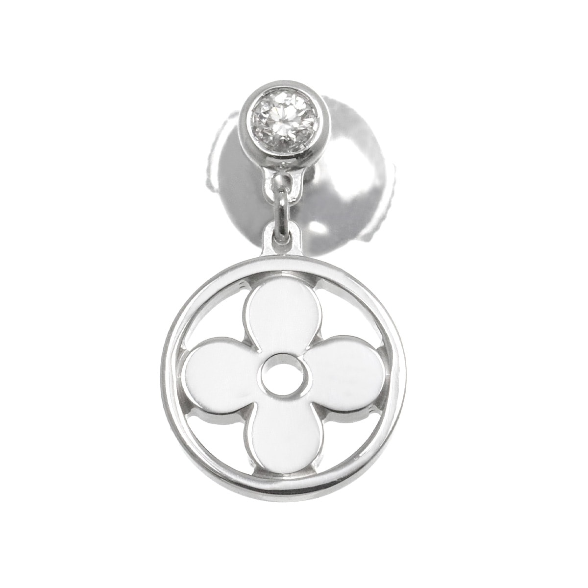LOUIS VUITTON ピュス モノグラム イディール ダイヤ ピアス K18 WG ホワイトゴールド 750 片方 片耳のみ Earrings Pierced ルイ ヴィトン 90275765
