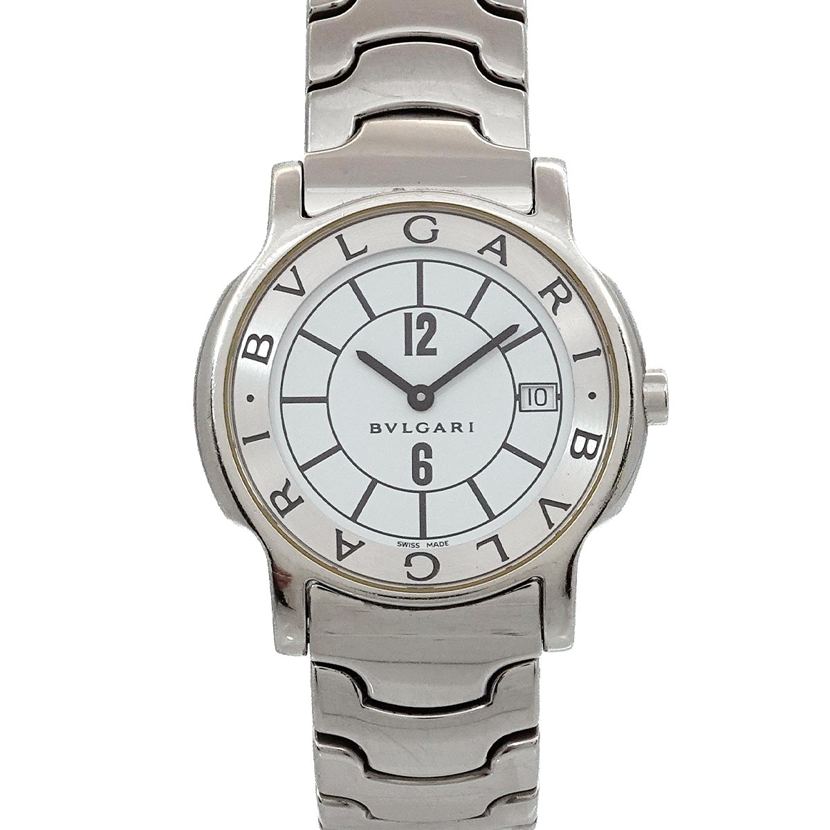 BVLGARI ソロテンポ ST35S メンズ 腕時計 デイト ホワイト クォーツ ウォッチ Solotempo ブルガリ 90279681