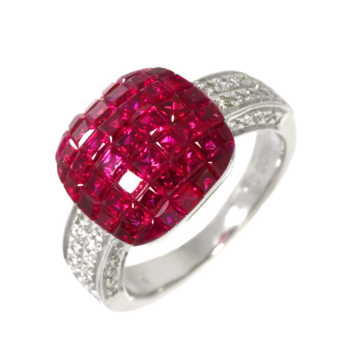 リング 12号 ルビー 3.50ct ダイヤ 0.30ct K18 WG ホワイトゴールド 750 指輪 Ruby Ring 90281299
