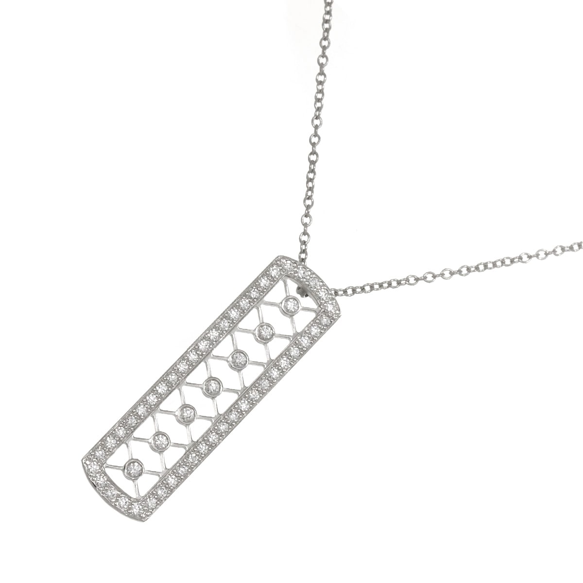 TIFFANY&CO. ヴォアールバー ダイヤ ネックレス 40cm Pt プラチナ Diamond Necklace ティファニー 90277655