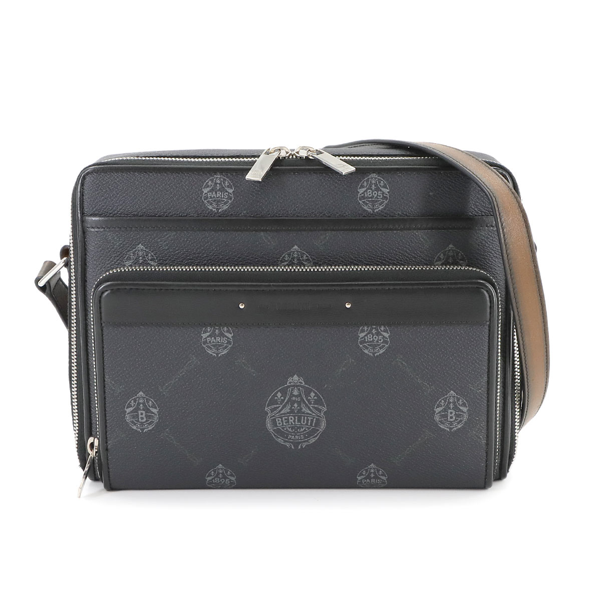 Berluti マイルズ MM ショルダー バッグ PVC レザー ブラック ブラウン シルバー 金具 Miles　MM Shoulder Bag ベルルッティ 90279269