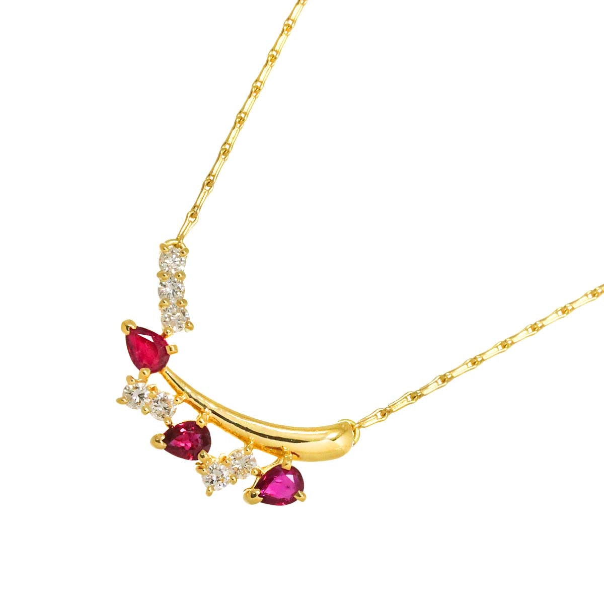 ルビー 0.48ct ダイヤ 0.25ct ネックレス 40cm K18 YG イエローゴールド 750 Ruby Necklace 90280185