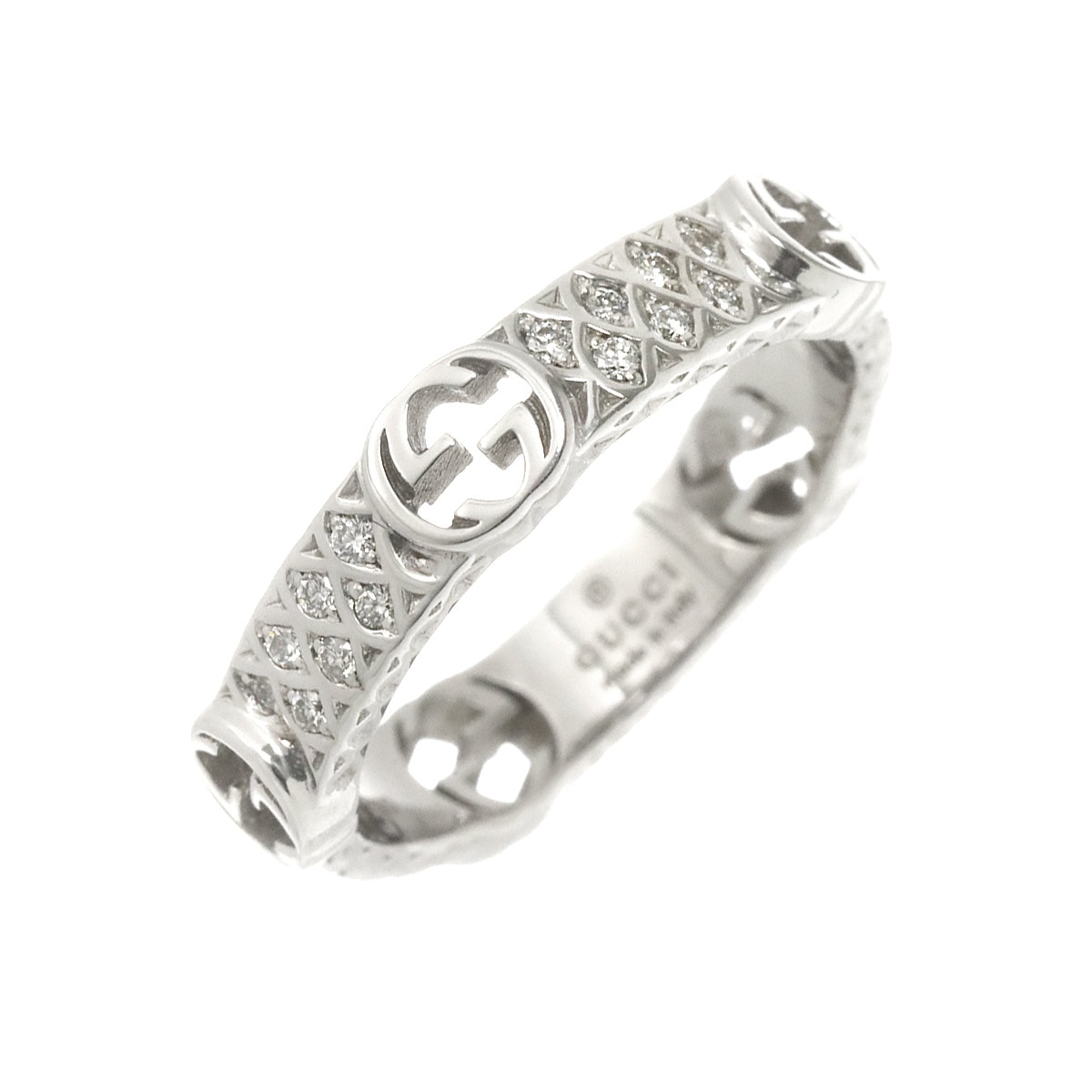 GUCCI インターロッキング #9 リング ダイヤ K18 WG ホワイトゴールド 750 指輪 Diamond Ring グッチ 90278388