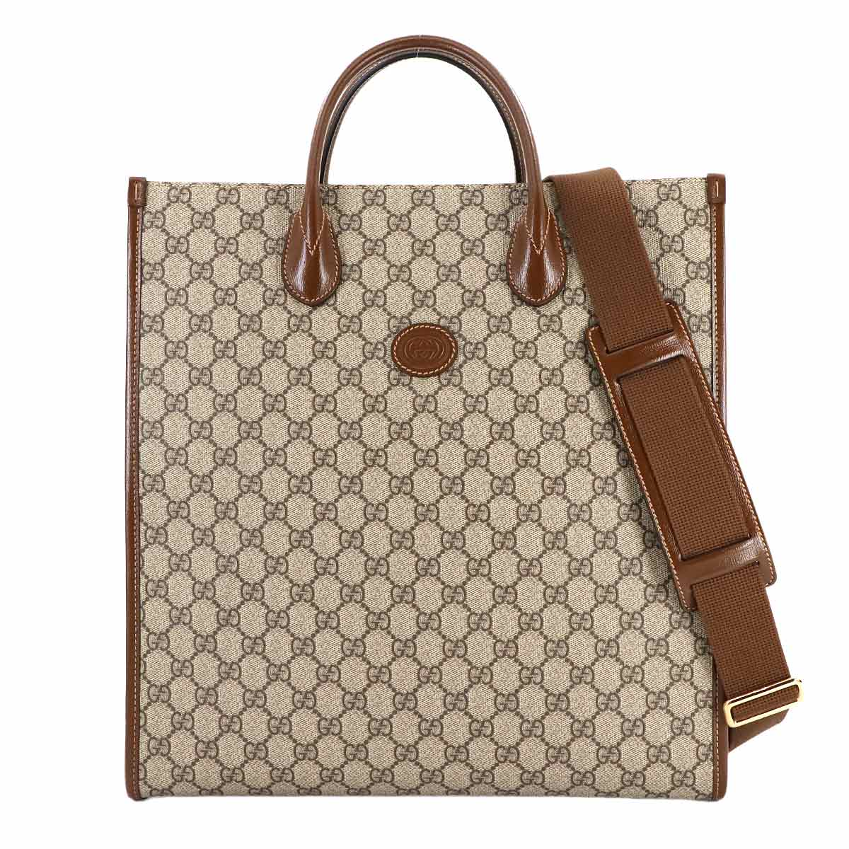 GUCCI インターロッキングG 2way ショルダー トート バッグ GGスプリームキャンバス レザー ベージュ ブラウン 674155 Interlocking G Bag グッチ 90279297