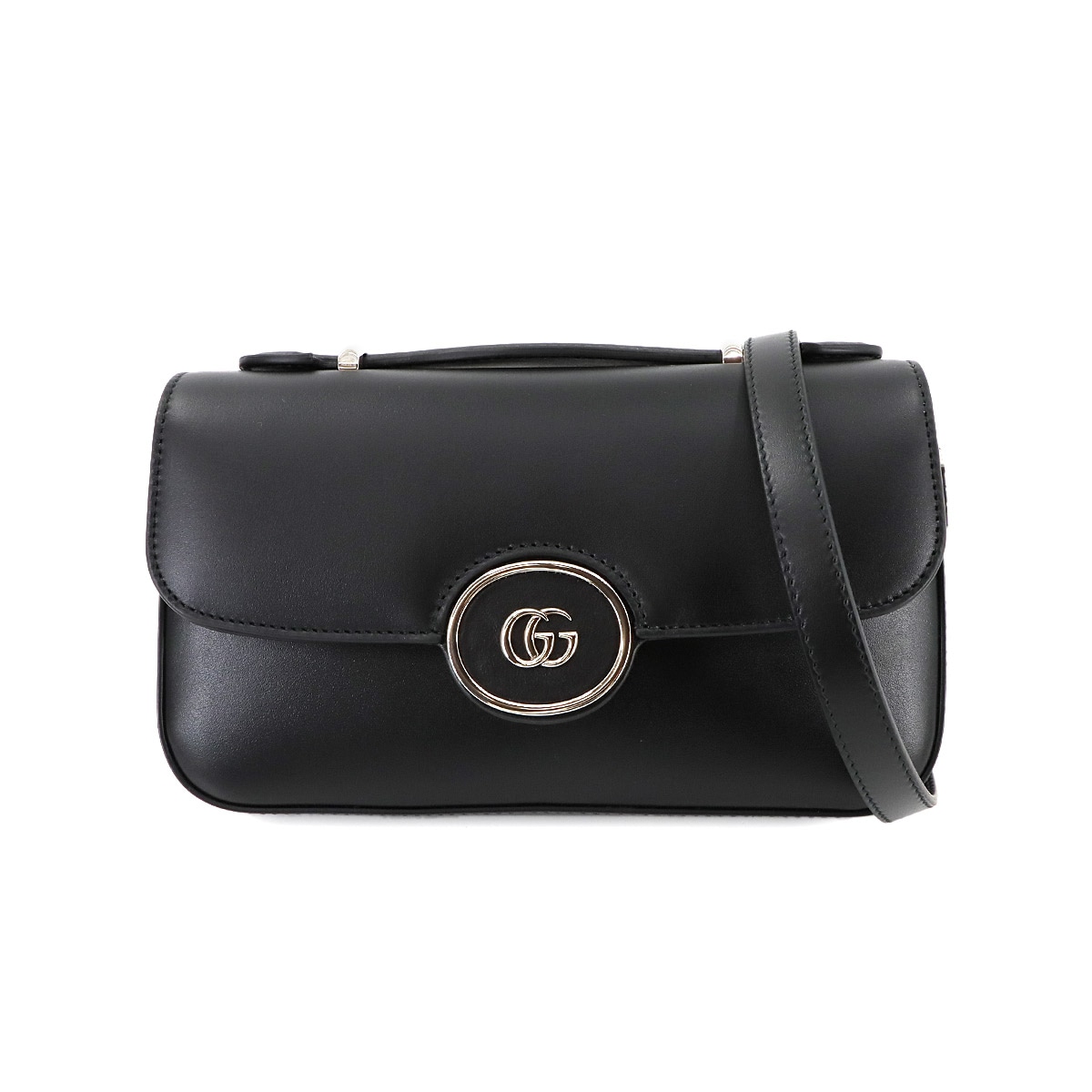 GUCCI プチGG ミニ 2way ハンド ショルダー バッグ レザー ブラック 739722 Petite GG Bag グッチ 90280356