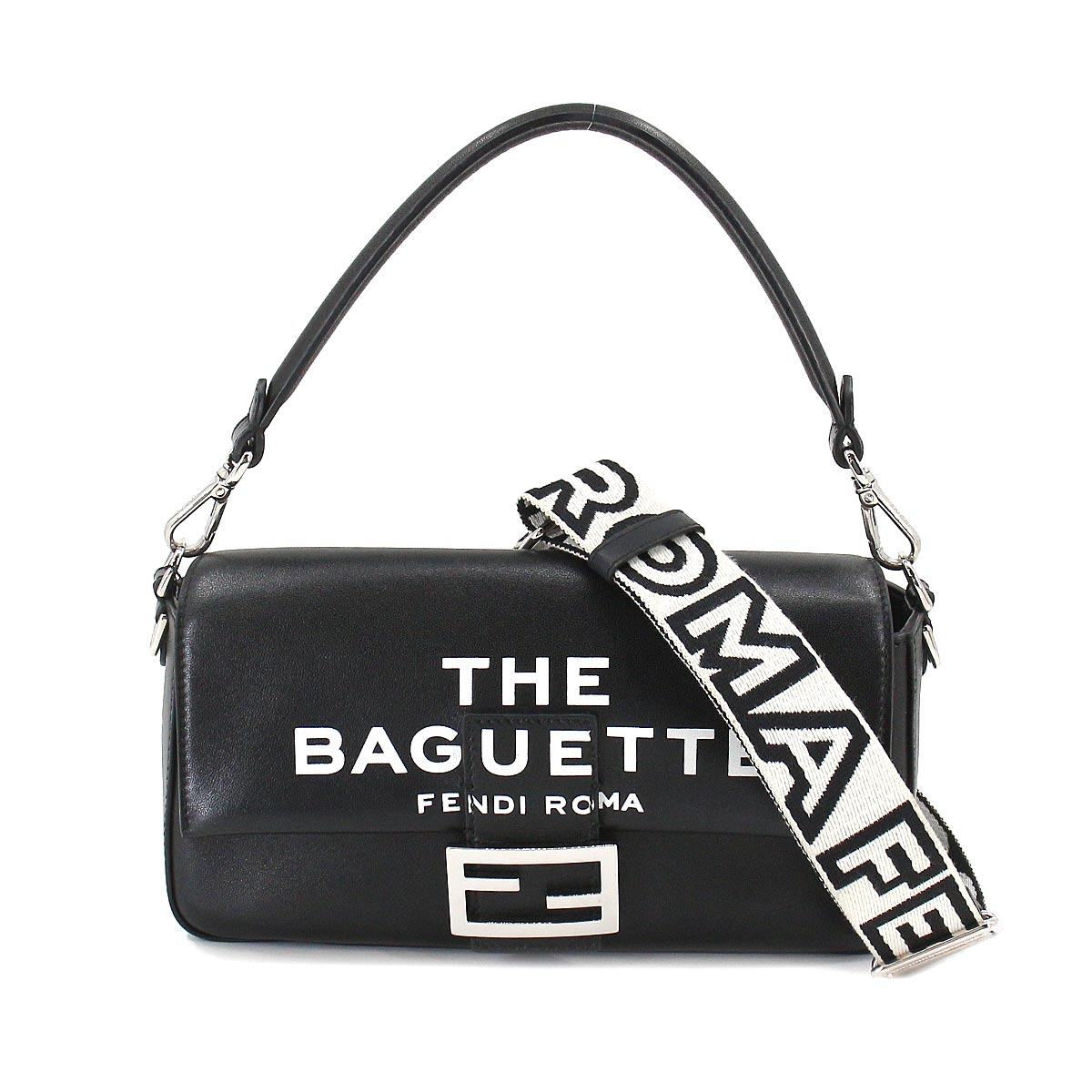 FENDI マークジェイコブス バゲット 2way ハンド ショルダー バッグ レザー ブラック 8BR600 Baguette フェンディ 90206559