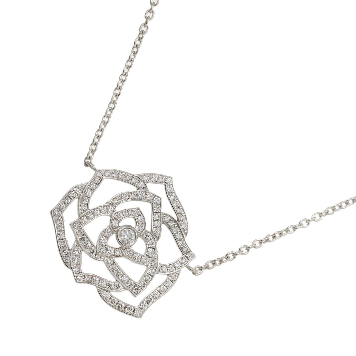 PIAGET ローズ ダイヤ ネックレス 42cm K18 WG ホワイトゴールド 750 Diamond Necklace ピアジェ 90276070