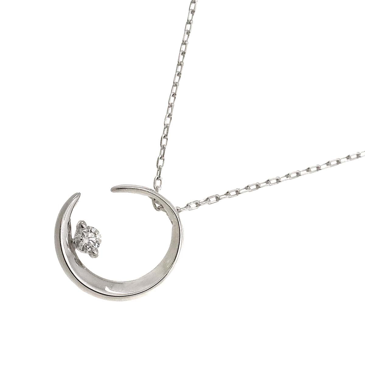 Star Jewelry ムーン ライト ダイヤ 0.02ct ネックレス 40cm K18 WG ホワイトゴールド 750 Diamond Necklace スタージュエリー 90276434