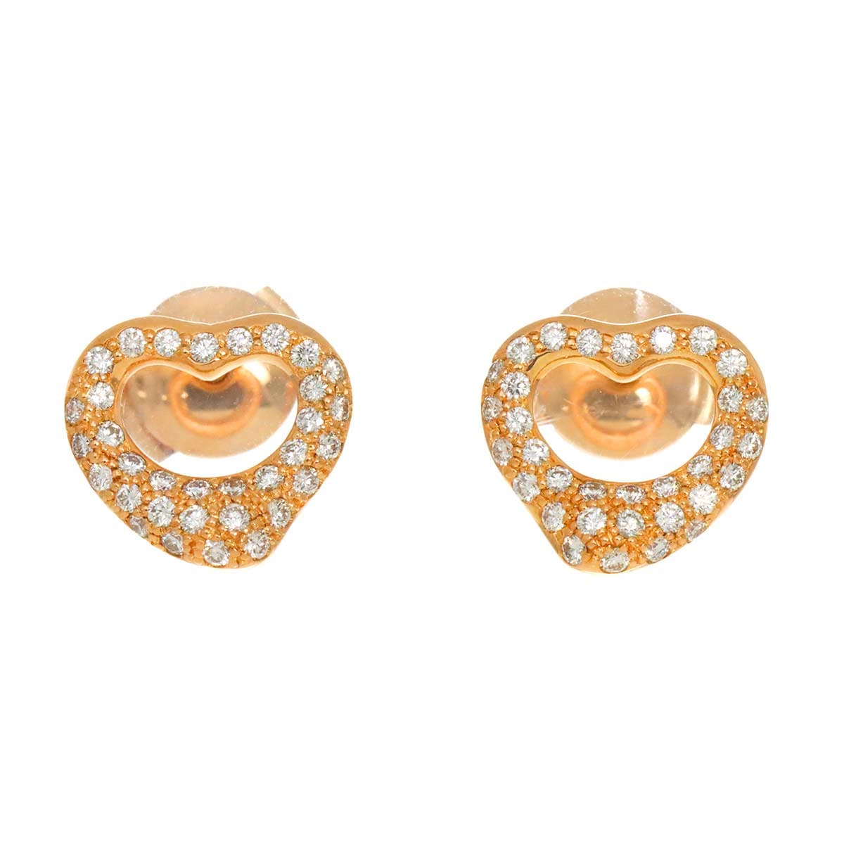 TIFFANY&Co. オープンハート ダイヤ ピアス K18 PG ピンクゴールド 750 Earrings Pierced ティファニー 90278603