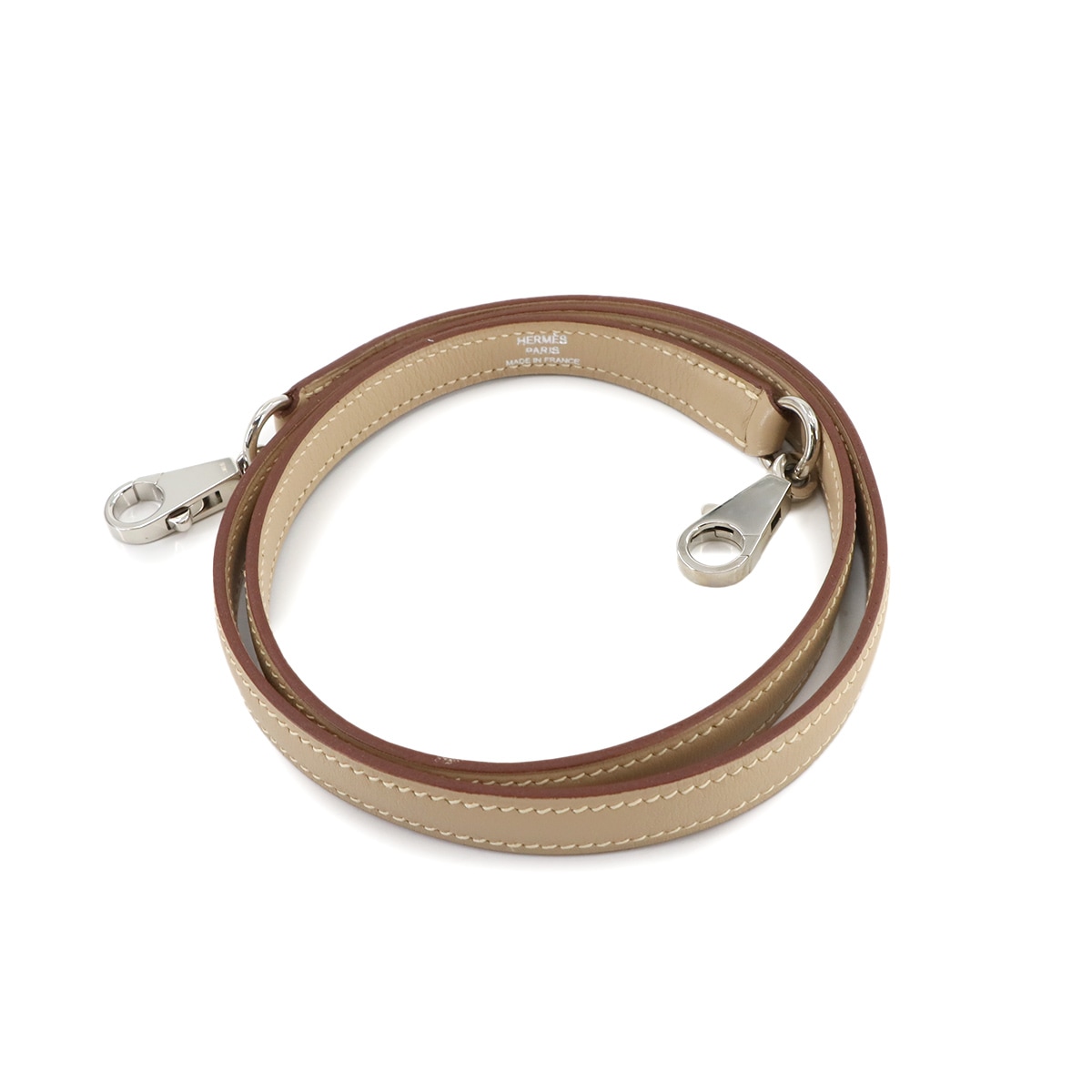 HERMES ケリー ボリード ショルダー ストラップ スイフト トレンチ ベージュ シルバー 金具 小物 Shoulder Strap エルメス 90279831