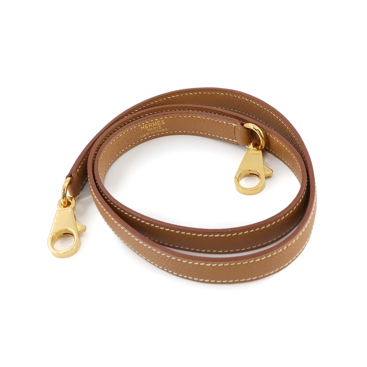 HERMES ケリー ボリード ショルダー ストラップ クシュベル エプソン ゴールド ブラウン 小物 Shoulder Strap エルメス 90280691