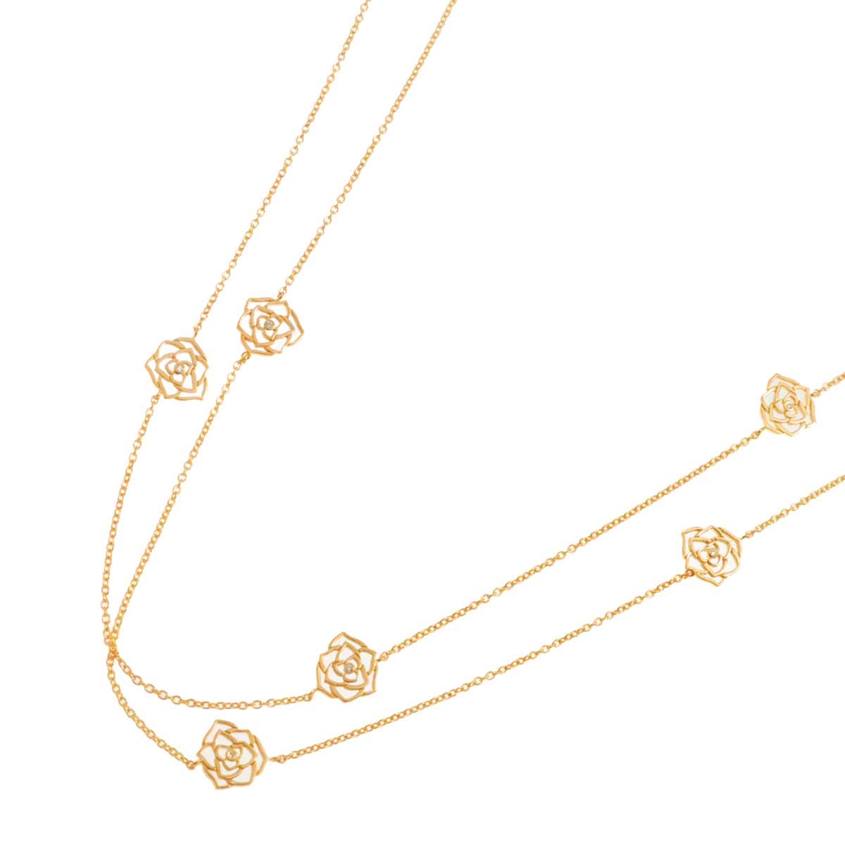 PIAGET ローズ ダイヤ ロング ネックレス 90cm K18 PG ピンクゴールド 750 Diamond Necklace ピアジェ 90279574