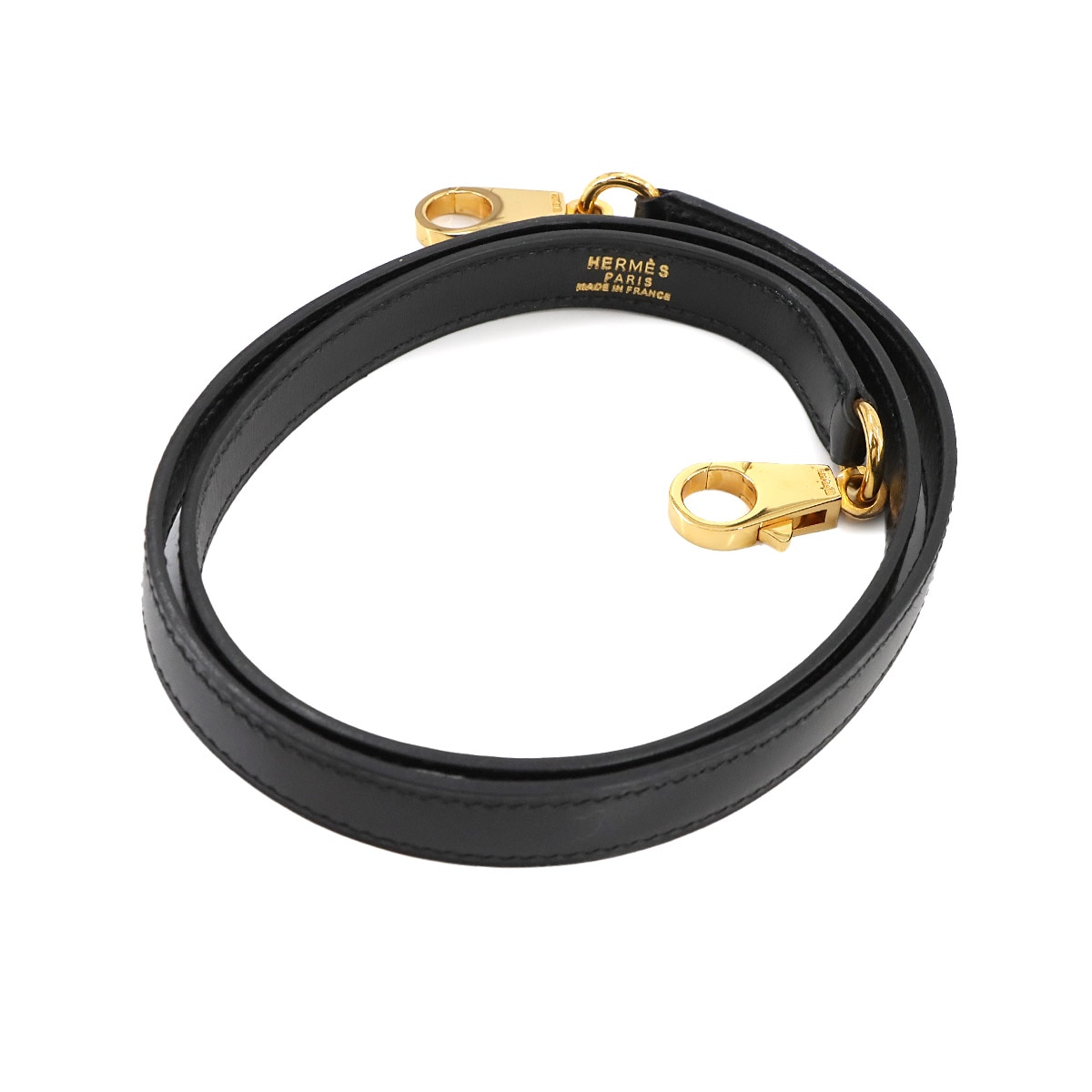 HERMES ケリー ボリード ショルダー ストラップ ボックスカーフ ブラック ゴールド 金具 Shoulder strap エルメス 90280690