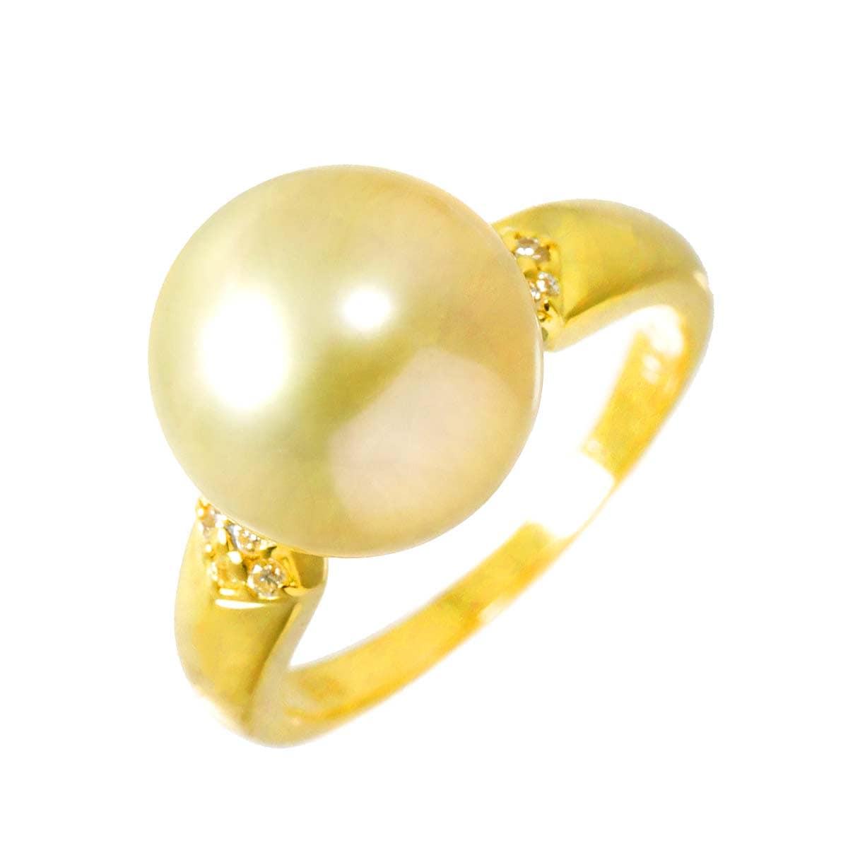 リング 12号 白蝶真珠 11.4mm ダイヤ 0.07ct K18 YG イエローゴールド 750 パール 指輪 Pearl Ring 90279502