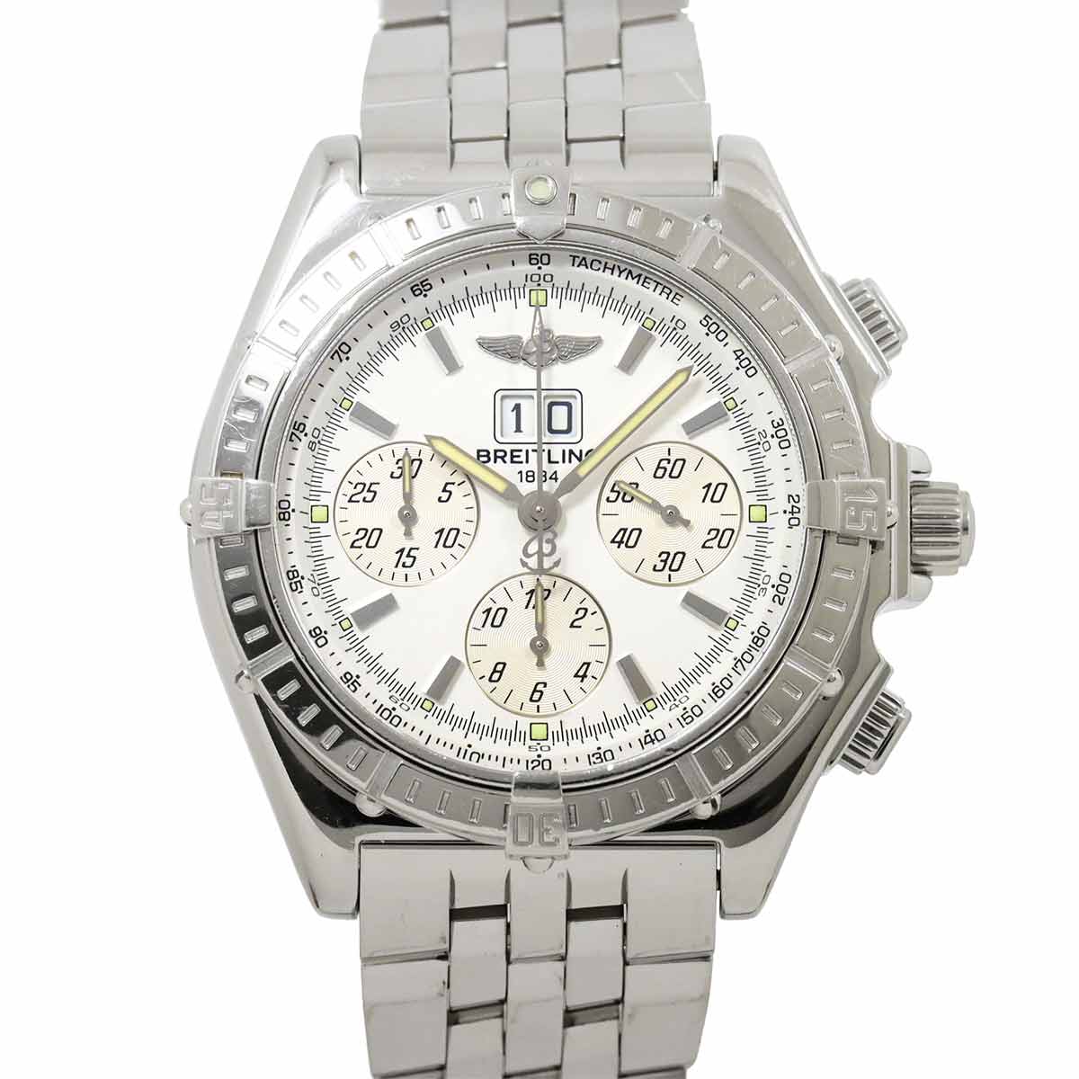 BREITLING クロスウィンド ビッグデイト A44355 クロノグラフ メンズ 腕時計 ホワイト オートマ 自動巻き ウォッチ Crosswind ブライトリング 90275870