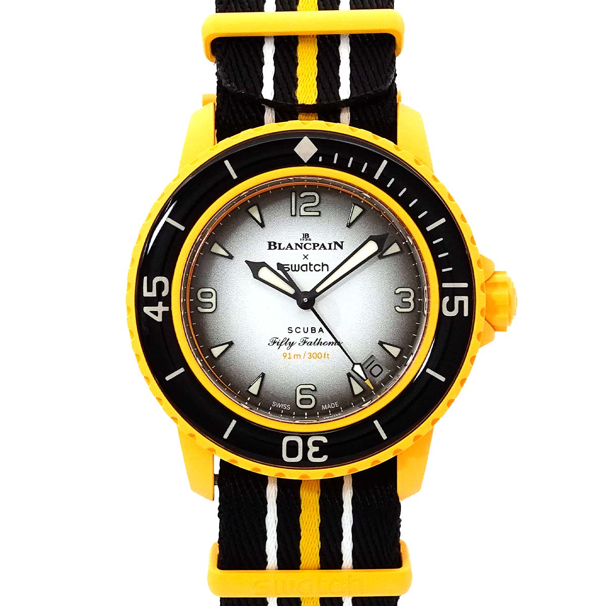 swatch Blancpain×swatch フィフティ ファゾムス パシフィックオーシャン SO35P100 メンズ 腕時計 デイト ブラック オートマ 自動巻き Pacific Ocean スウォッチ 90284317