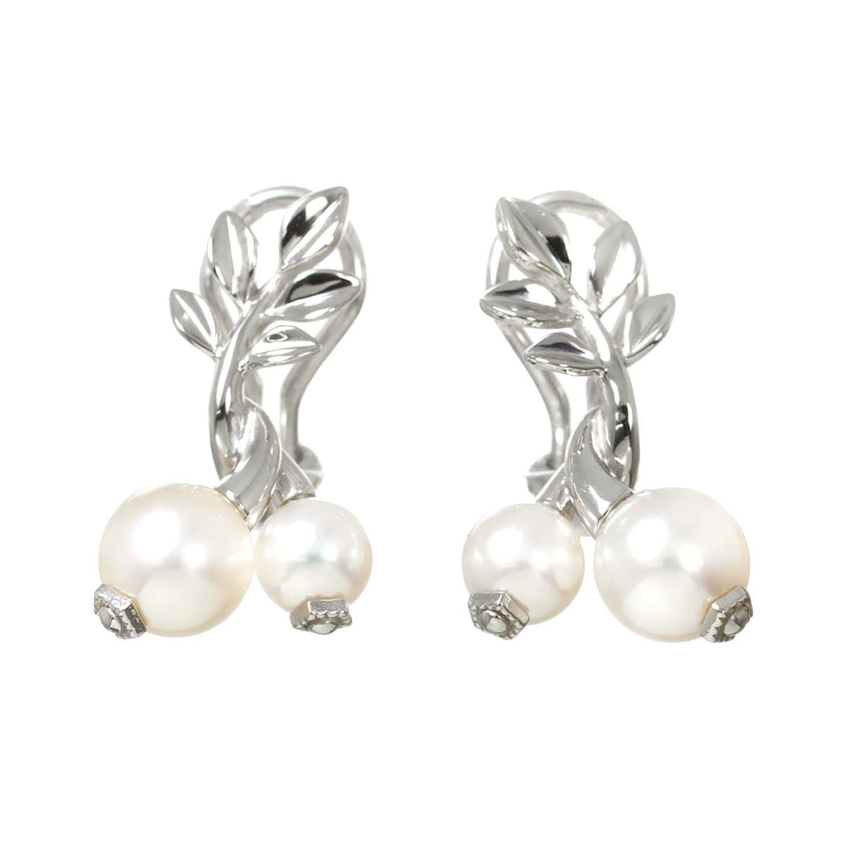 MIKIMOTO アコヤ真珠 6.7-5.4mm イヤリング K18 WG ホワイトゴールド 750 パール Akoya Pearl Earrings Clip on ミキモト 90278377