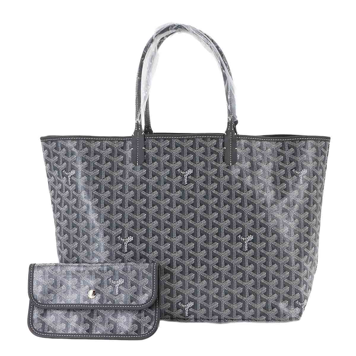 GOYARD サンルイ PM トート バッグ PVC レザー ヘリンボーン グレー シルバー 金具 Saint Louis PM ゴヤール 90283175