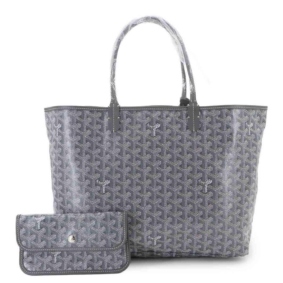 GOYARD サンルイ PM トート バッグ PVC レザー ヘリンボーン グレー シルバー 金具 Saint Louis PM ゴヤール 90283176