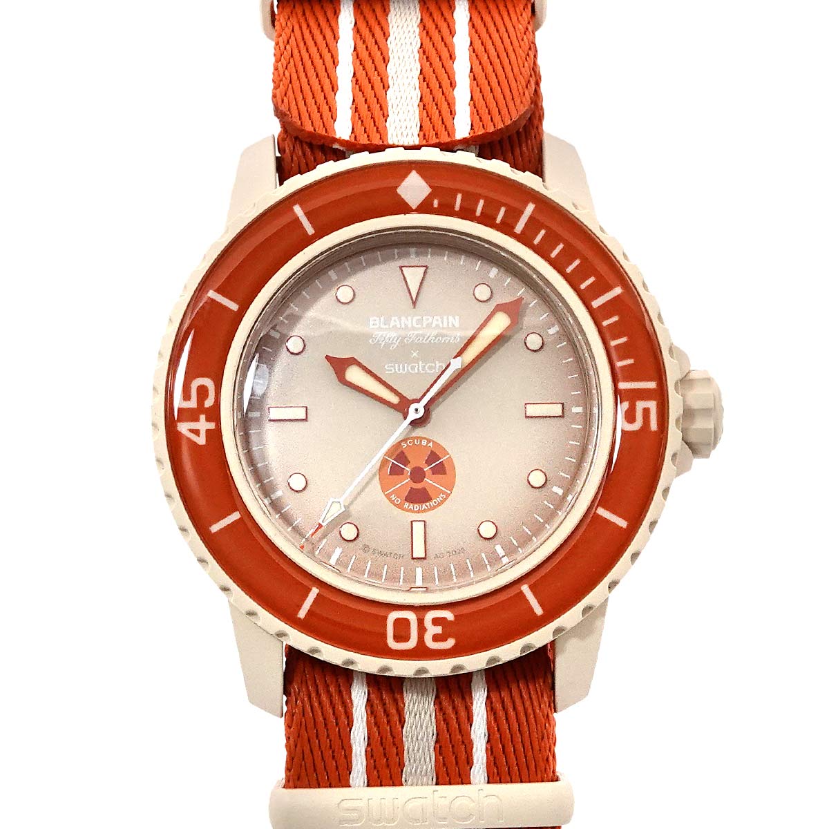 swatch Blancpain×swatch フィフティ ファゾムス アークティックオーシャン SO35N100 メンズ 腕時計 デイト ベージュ オートマ 自動巻き Arctic Ocean スウォッチ 90285285
