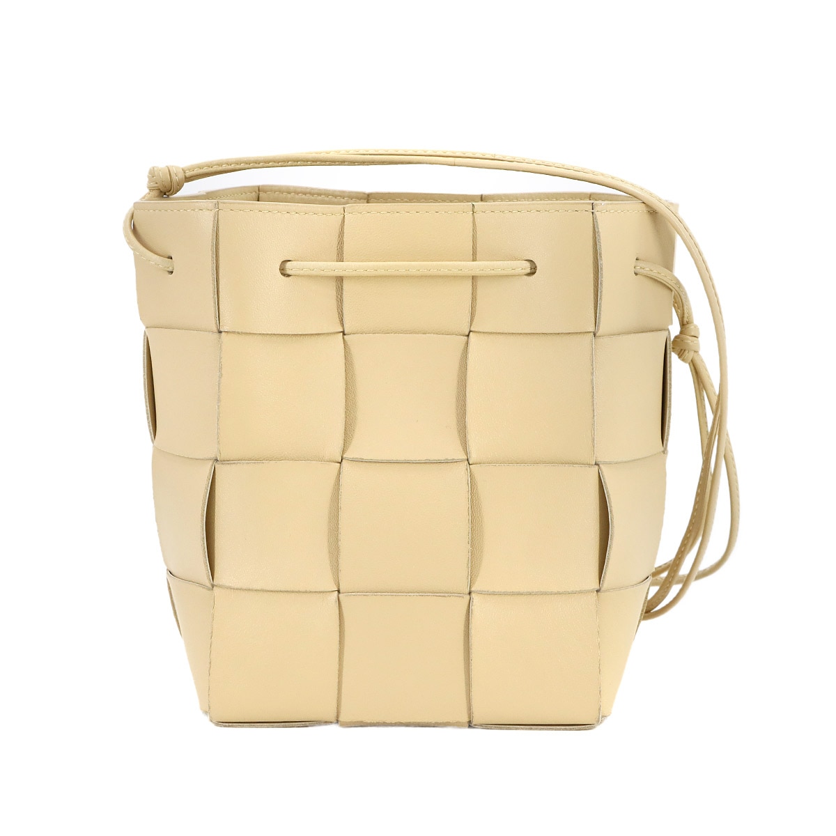 BOTTEGA VENETA イントレチャート スモール カセット クロスボディ バケット ショルダー バッグ レザー ベージュ 680218 Small Cassette Bucket Bag ボッテガ ヴェネタ 90281408