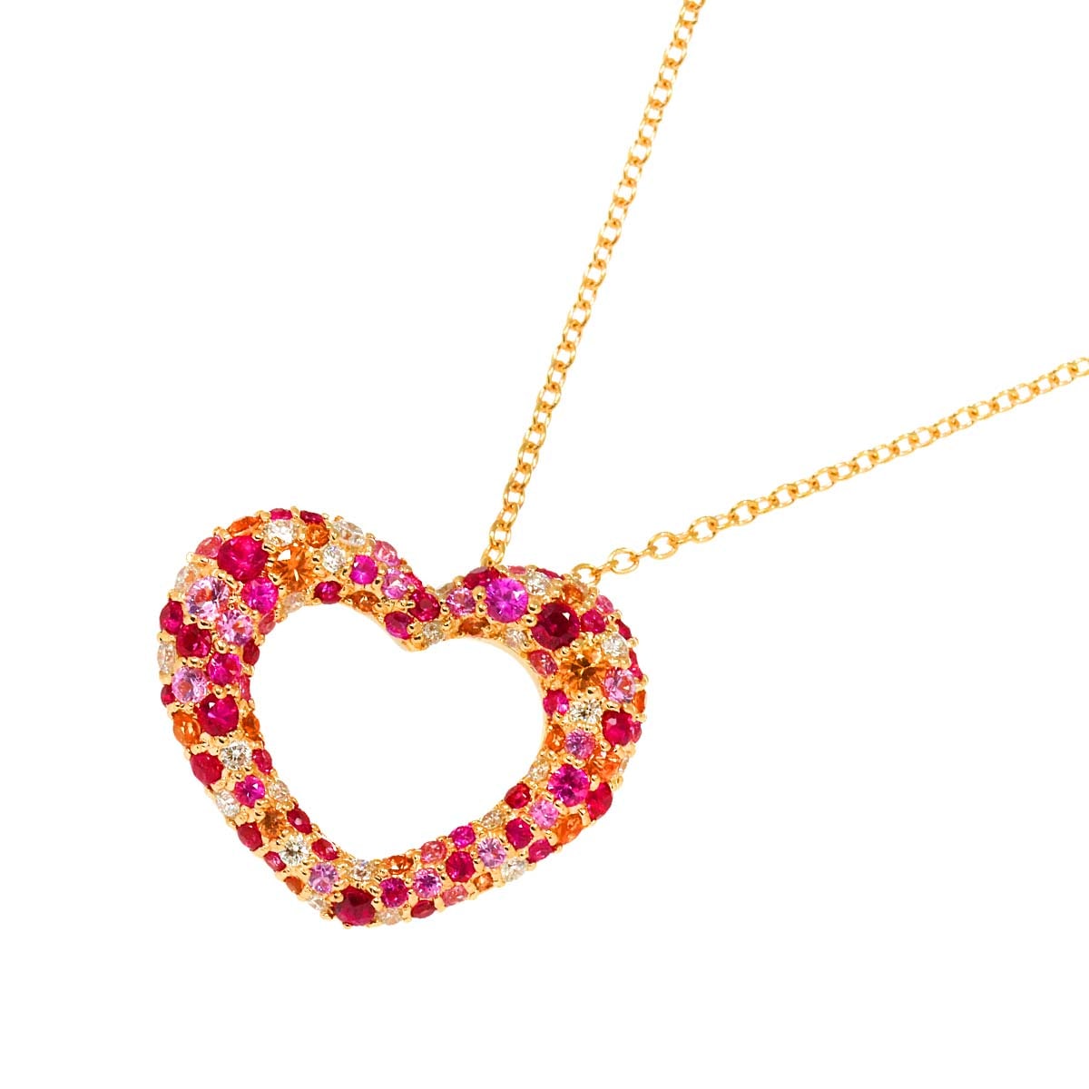 Ponte Vecchio エモツィオーネ サファイヤ 1.09ct ルビー 0.58ct ダイヤ 0.31ct ネックレス 40cm K18 PG ピンクゴールド 750 ハート ポンテヴェキオ 90282512