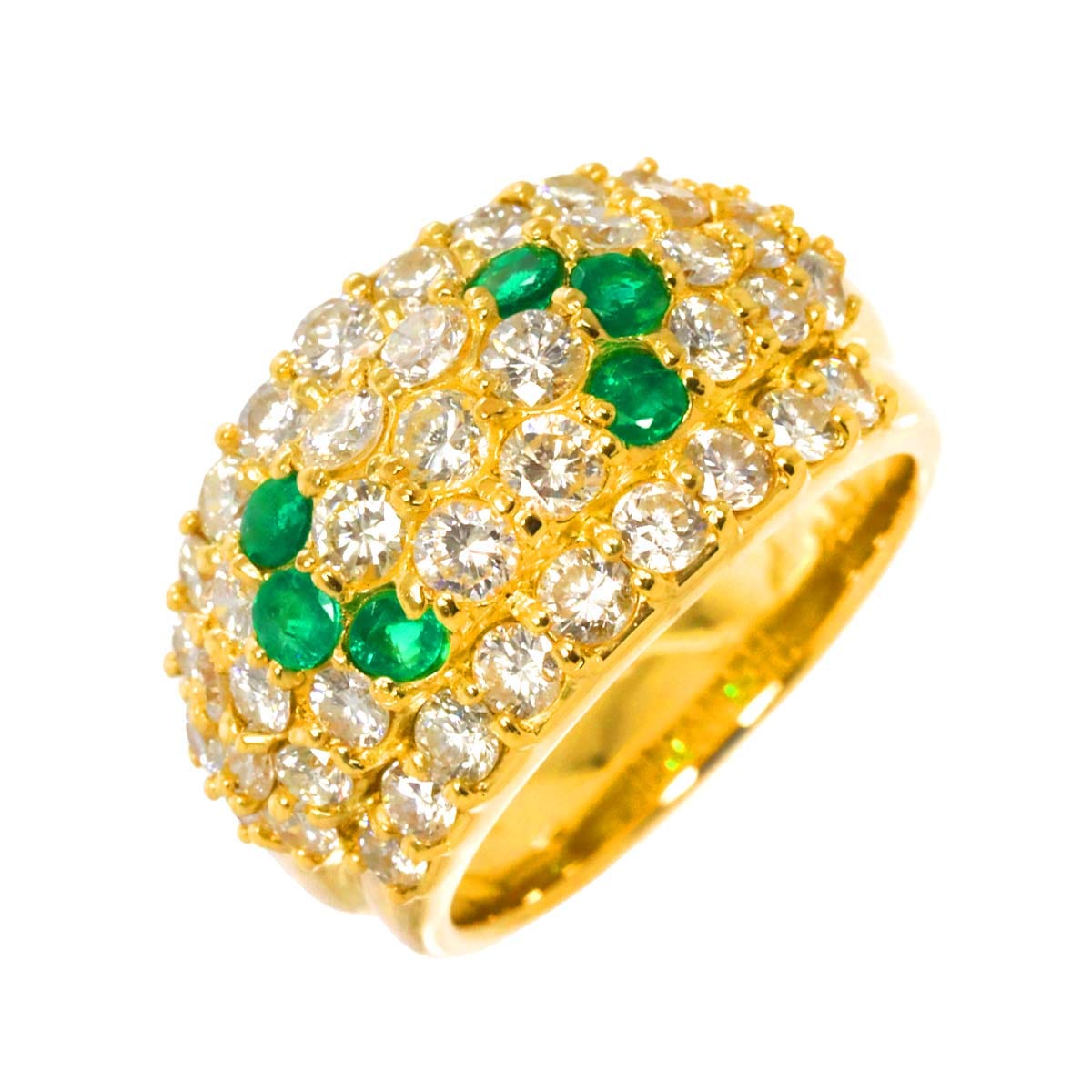 リング 12号 エメラルド 0.43ct ダイヤ 2.43ct K18 YG イエローゴールド 750 指輪 Emerald Ring 90284242