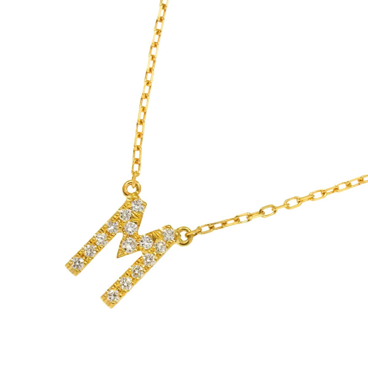 AHKAH ダイヤ 0.06ct ネックレス 40cm K18 YG イエローゴールド 750 イニシャル M Diamond Necklace アーカー 90283390
